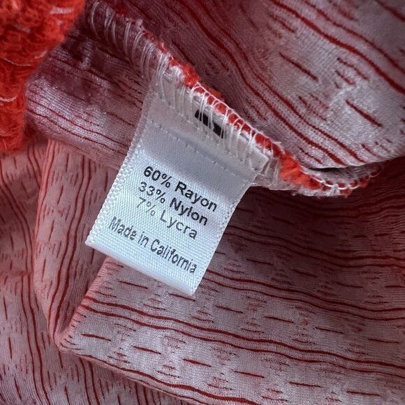 Lesley Evers Top Textured Orange Striped 3/4 Sleeve Round Neck Size Small - Picture 7 of 9